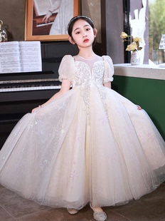 儿童礼服裙花童婚礼女童生日公主裙高端小女孩主持人钢琴演出服夏