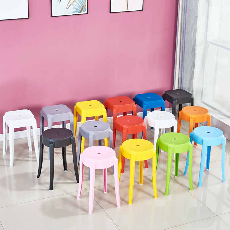 塑料凳子加厚板凳家用餐凳客厅椅子彩色塑胶圆凳高凳成人时尚 小板