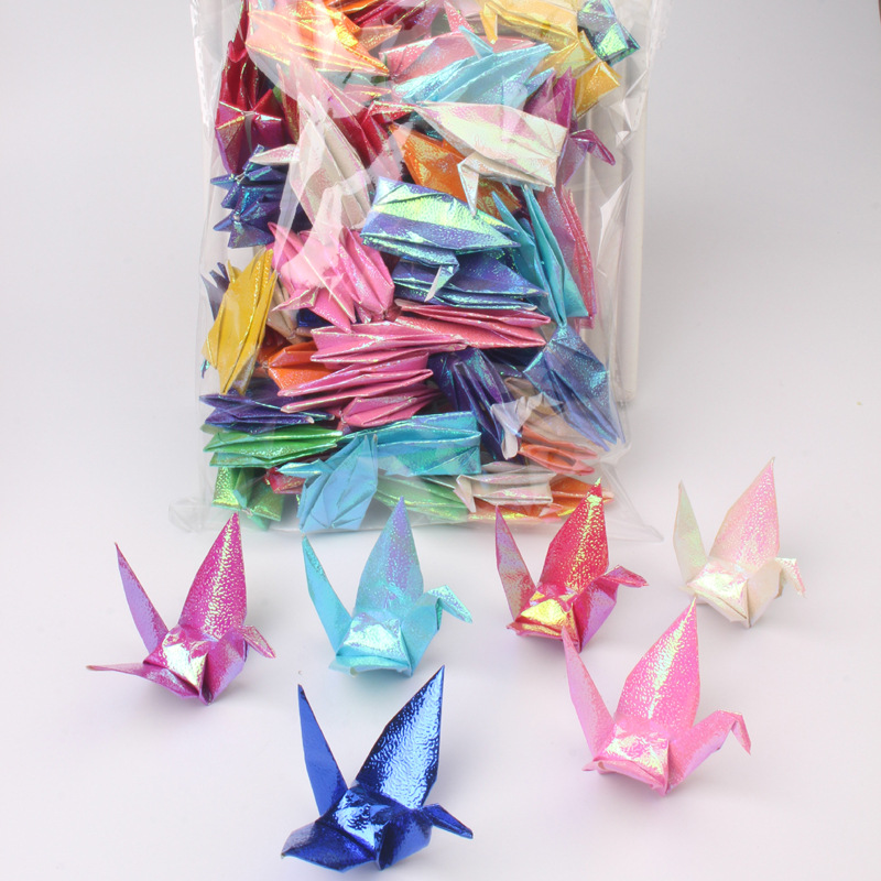10厘米珠光千纸鹤折纸成品100只婚庆橱窗生日聚会布置用品装 饰品
