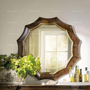 东南亚装 饰镜子北欧卧室梳妆台圆形美式 桌面餐厅墙面法式 浴室镜子