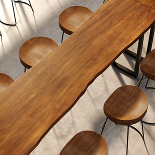 定制新款 工业风实木吧台椅组合家用现代简约高脚凳酒吧桌椅阳台复