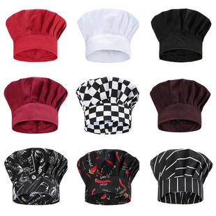 厨师帽厨房饭店餐厅酒店工作帽蘑菇帽布飘带帽海盗厨师食品网帽子