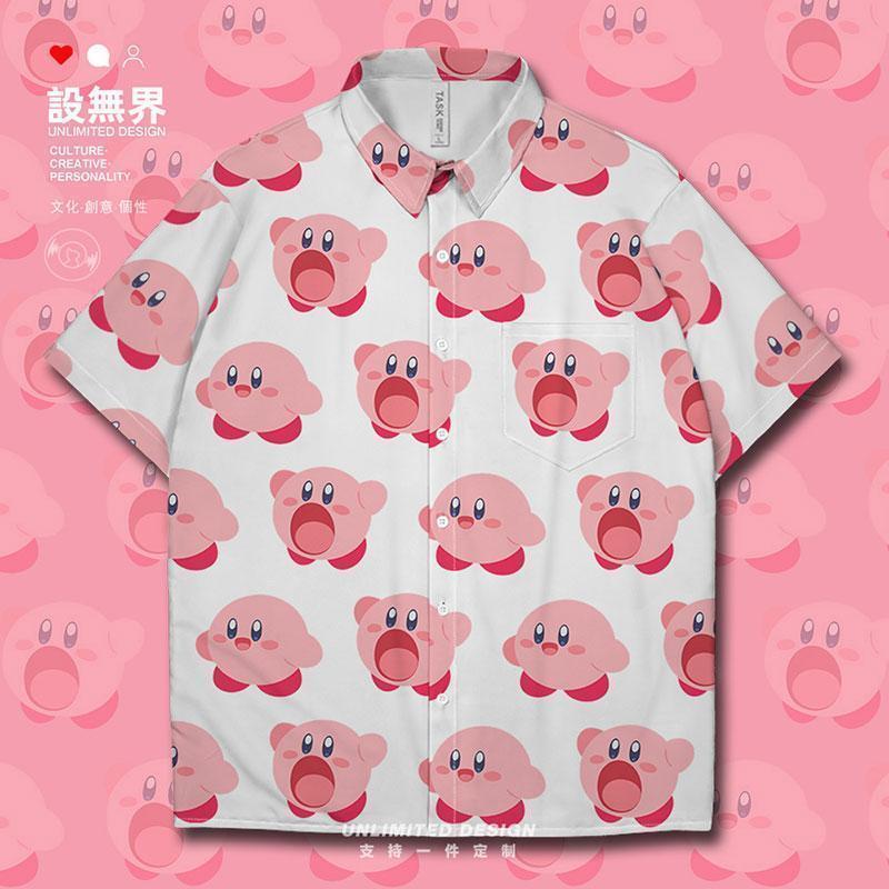 星之卡比可爱Kirby游戏周边短袖 衬衫 男女卡通印花衬衣0014设 无界