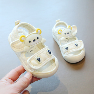 夏季 0—1 女宝宝凉鞋 婴幼儿软底沙滩鞋 子 3岁男小童包头小熊学步鞋