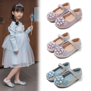 水晶亮片鞋 2023夏季 公主鞋 软底儿童高跟鞋 宝宝时尚 凉鞋 新款 女童鞋
