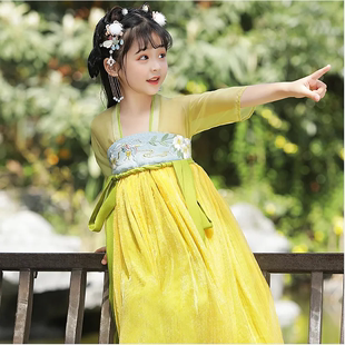儿童汉服演出服中国风古典舞蹈服有位姑娘襦裙春三月桃花笑胭脂妆
