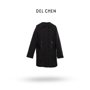 DCTY7291 小众设计黑色爱心棉服长外套 2022F DELCHEN
