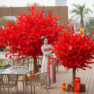 仿真桃花树假桃树室内外装 饰商场新年大型许愿树红包祈福树梅花树