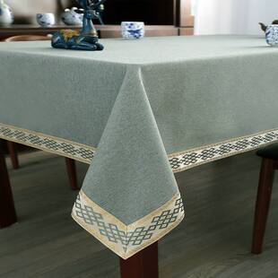 0915g厚款 正方形桌布布艺新中式 长方形茶几台布棉麻风格 会议室桌