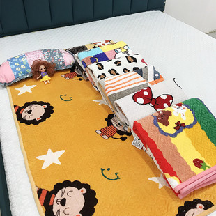 韩国牛奶绒儿童床盖幼儿园保暖床单婴儿宝宝纯棉防滑可机洗小盖毯