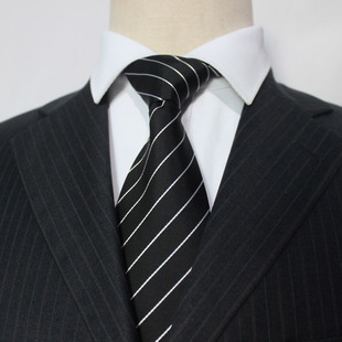 黑白细小条纹百分百真丝领带商务职业桑蚕丝领带男礼盒装 J176