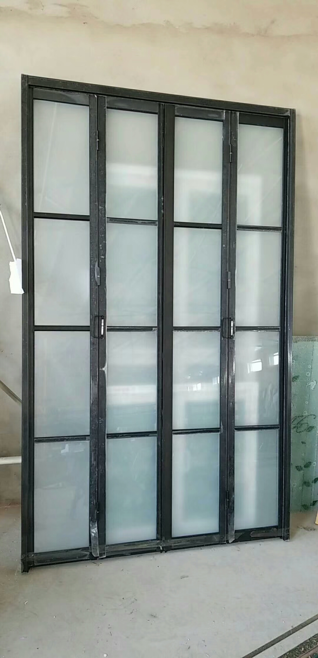 沈阳黑色窄边折叠门隔断厨房移门单层玻璃格子门卫生间门推拉门