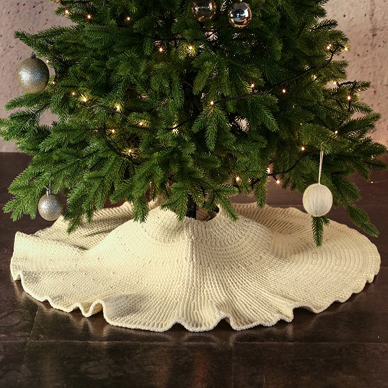 饰品圣诞树树裙针织麋鹿毛线树底围裙地毯节日装 扮用品 2022圣诞装