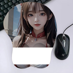 AI绘画动漫游戏可爱美女3D立体鼠标垫超大禁欲系键盘垫电脑桌垫