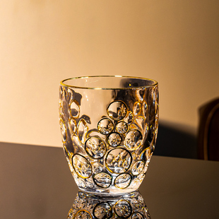 欧式 描金玻璃威士忌酒杯轻奢家用玻璃杯洋酒烈酒杯创意透明啤酒杯