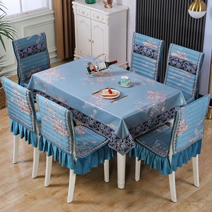 棉麻椅子套欧式 家用餐桌椅子套罩餐桌布椅套椅垫 桌椅套布艺套装