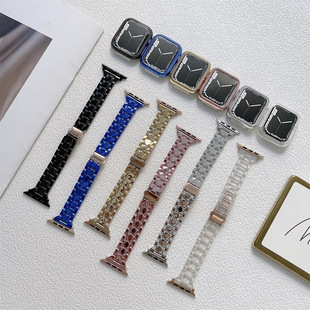 8代手表 iWatch 适用于手机1 表壳套装 se电镀炫彩小蛮腰塑料表带