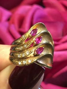 特价 新品 佳斐珠宝王妃皇冠费列罗巧克力红宝石钻石黄金戒指11