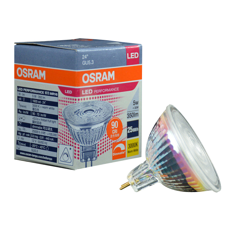 OSRAM欧司朗LED射灯杯可调光MR16光源12V 4.8W5W7W酒店展厅GU5.3