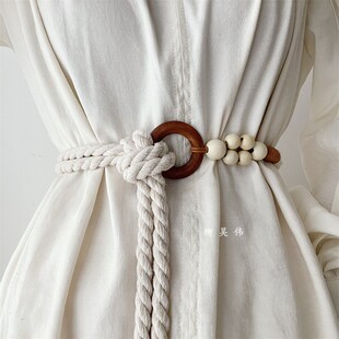 民族风复古波西米亚风腰带女装 饰配裙子汉服收腰打结编织麻绳腰绳