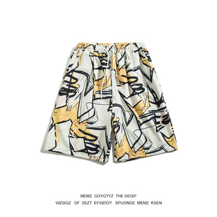 夏季 韩版 新款 潮牌宽松速干bf百搭五分运动裤 嘻哈卡通满印休闲短裤