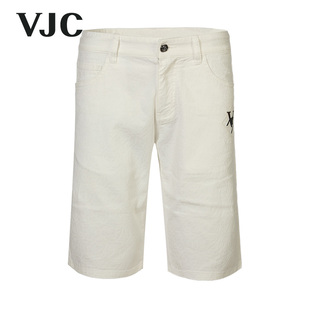 五分短裤 直筒修身 VJC 白色印花牛仔短裤 男装 威杰思2023夏季 新款