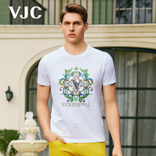 休闲衣 烫钻白色男士 VJC T恤男装 新款 2024夏季 短袖 B23BA1047