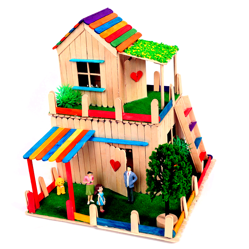 雪糕棒冰棍棒儿童手工制作diy模型房子材料包幼儿园益智创意礼物