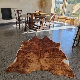 三色牛皮地毯美式 欧式 网红时尚 奶牛纹客厅卧室茶几不规则毛绒地垫