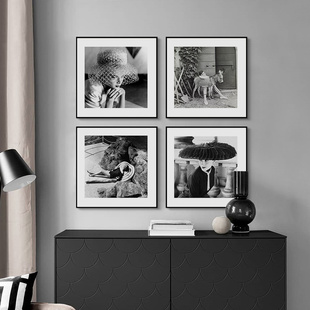 黑白人物摄影艺术组合装 饰画赫本玛丽莲梦露工业风客厅办公室挂画