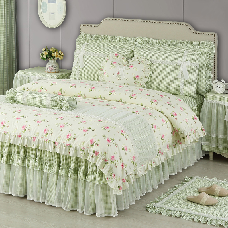 绿野仙踪全棉床上四件套纯棉床裙款 床罩床品被套小清新 巧致生活
