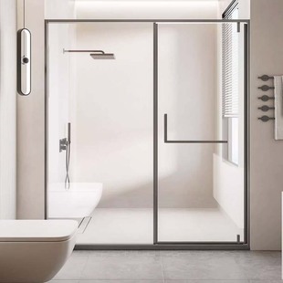 极窄一字型平开门淋浴房隔断浴室干湿分离家用浴屏定制卫生间玻璃