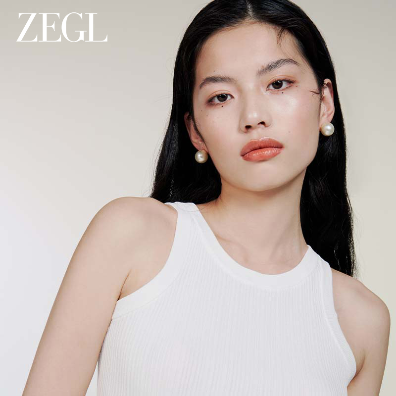 ZEGL天然淡水珍珠耳钉女925银2024新款 耳环高级感复古10mm大耳饰