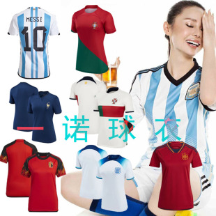 梅西C罗葡萄牙西班牙英格兰阿根廷球衣女装 巴西法国队女生足球服