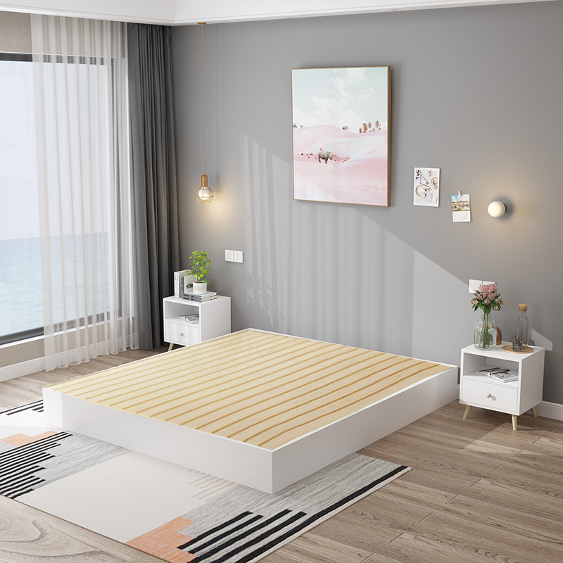 板式 床现代简约双人床1.8米榻榻米床1.5m1.2单人床出租房床架民宿