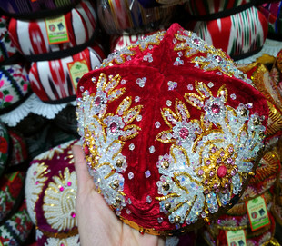 特价 新疆维吾尔手工制作水晶 新款 串珠子花帽女士花帽