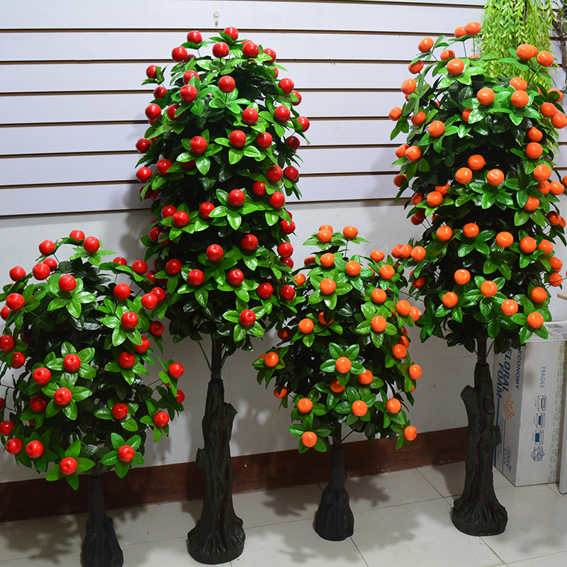 假树红苹果金桔橘子树仿真植物大型客厅装 饰盆栽落地盆景仿真绿植