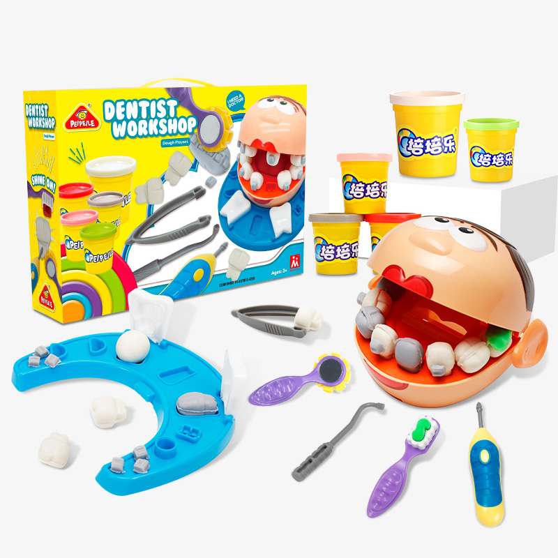 培培乐城市职业 橡皮泥小牙医套装 小麦彩泥预防蛀牙儿童玩具泥