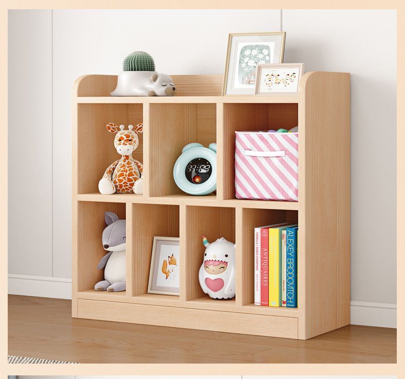 实木松木儿童书架置物架落地家用宝宝简易矮书柜格子柜玩具收纳柜