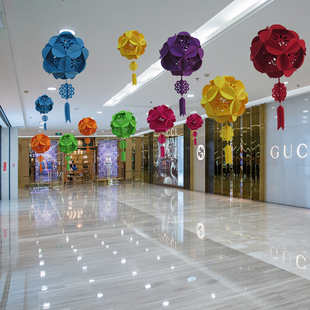 幼儿园创意花球装 饰无纺布DIY绣球教室商场空中吊饰走廊布置挂饰