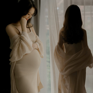 出租新款 居家休闲裸色包身显瘦针织私房艺术照影楼 孕妇拍照服装