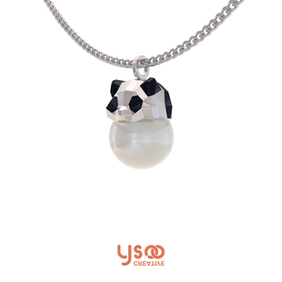元 术乐之ysoo原创设计金属大熊猫珍珠项链锁骨链 大熊猫胖达