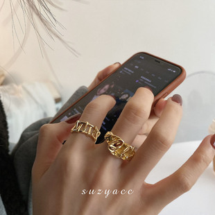 韩国褶皱款 食指开口戒指女时尚 个性 小众设计ins潮高级感气质手饰