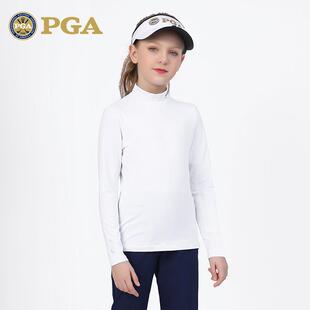 美国儿高尔夫衣长服童磨冬绒袖 101185女童装 恤秋季 青少年高领打底