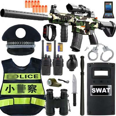 备小警察玩具套装 仿真特警衣服吃鸡男孩 儿童软弹枪M416特种兵装