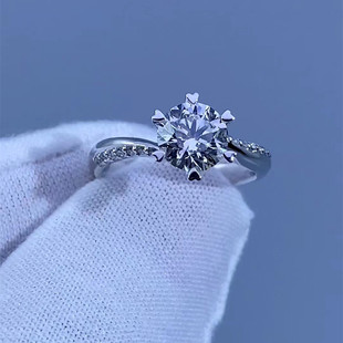 金涛钻石人工培育钻石戒指人造合成钻石一克拉六爪钻戒女克拉婚戒