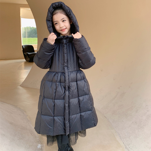 女童羽绒服冬装 韩版 洋气中大童加厚保暖90白鸭绒儿童裙式 公主外套