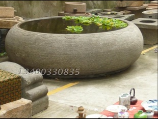 青石头水景观雕塑户外庭院水池花园装 饰石雕鱼缸流水钵盆喷泉摆件