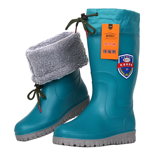 女加绒加厚高筒保暖防滑耐磨棉雨靴轻便渔业防水胶鞋 新款 冬季 雨鞋