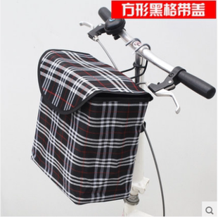 包邮 折叠单车自行车帆布防水布篓车筐车篮格子带盖